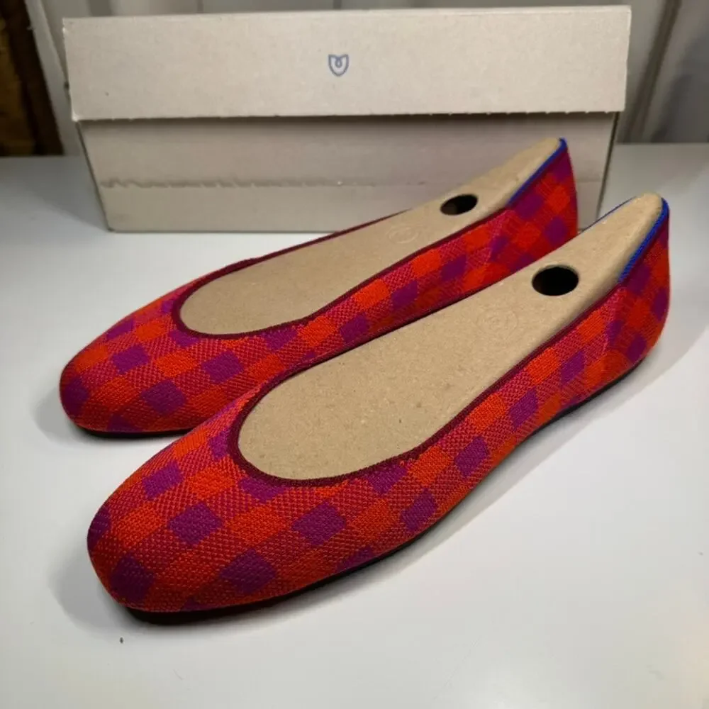 Rothy's The Flat Pomegranate Gingham Retired LE Ballet Flats Women’s 12 NIB